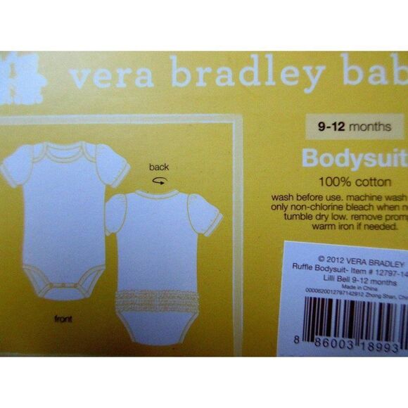 Vera Bradley Baby Lilli Bell Ruffled Bottom Bodysuit Boxed Sz 9-12 Months NEW - Picture 5 of 6